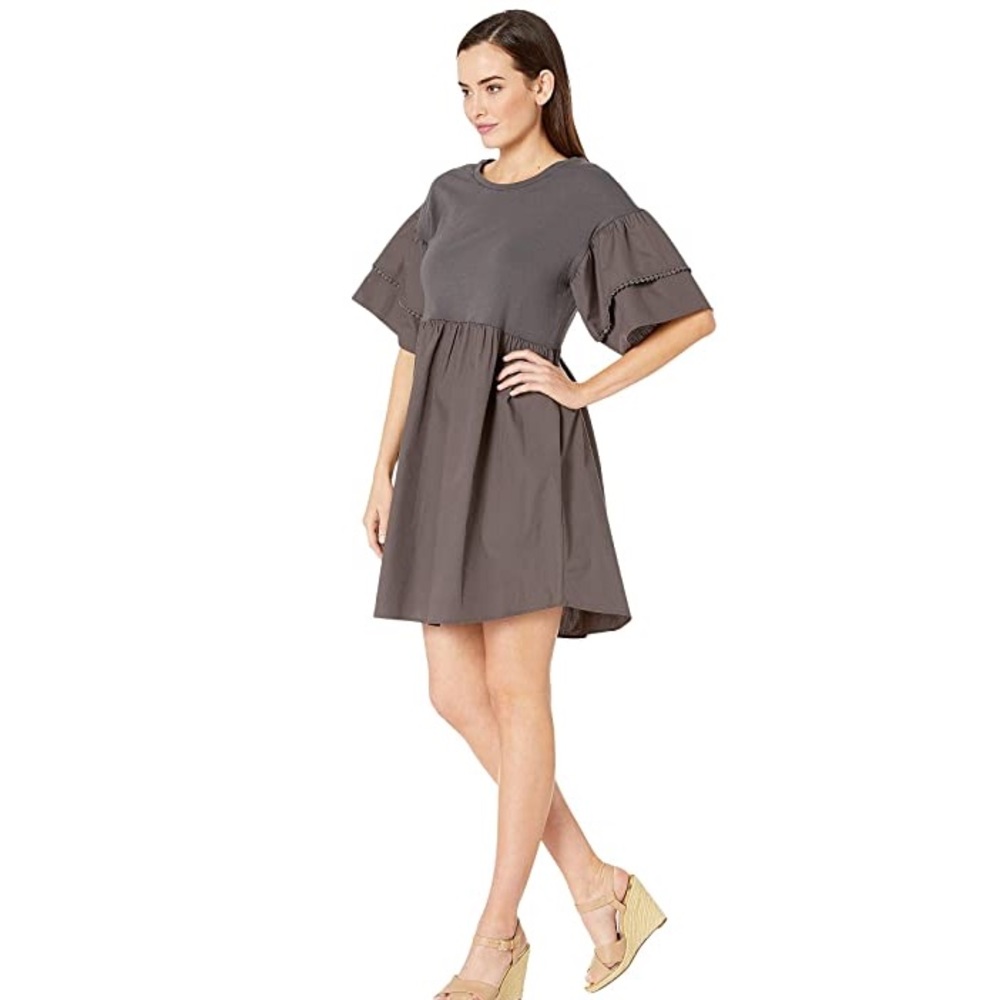 ✨SOLD✨ Gray Babydoll Knit/Woven dress